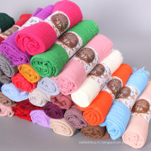 Vente chaude stocké 75 couleurs châles écharpe islamique musulman femmes premium coton crimple froisser hijab